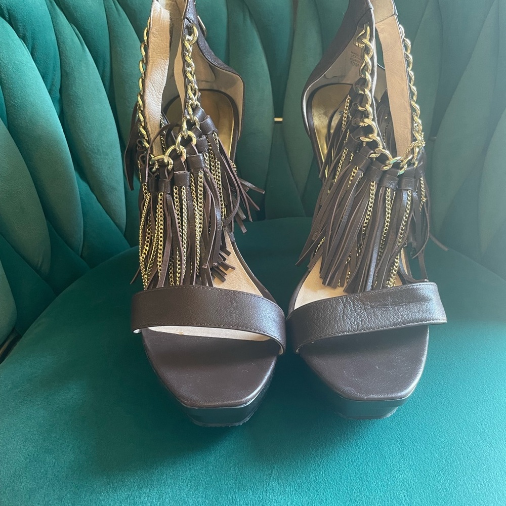 Michael Kors Brown Fringe Heels